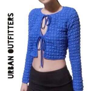 Urban Outfitters SP Blouse Blazer with Ties Blue